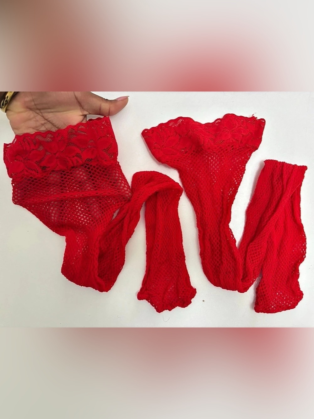 Red Lace Mesh Garment Pieces